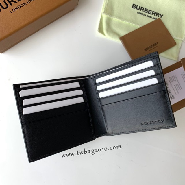 Burberry專門店新款短夾 巴寶莉小牛皮拼格紋男士短夾錢包 yxb1466